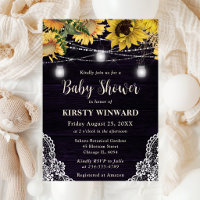 Rustic Sunflower & Mason Jar Lights Baby Shower