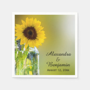 Rustic Sunflower Mason Jar Wedding Bridal Shower Napkin