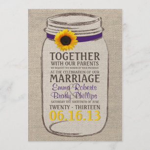 Rustic Sunflower & Mason Jar Wedding Invitation