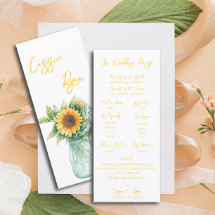 Rustic Sunflower Mason Jar Wedding Party Program Invitation