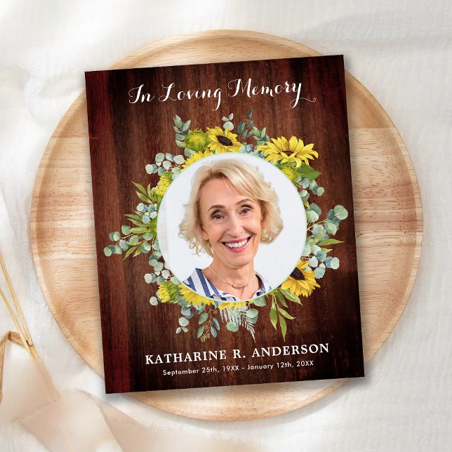 Rustic Sunflower Memorial Funeral Thank You Cards (Creator Uploaded)