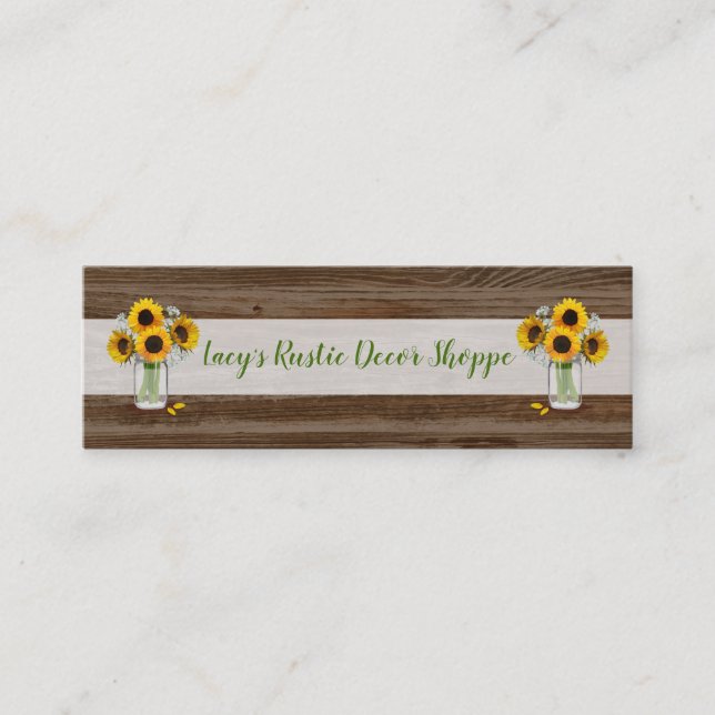 Rustic Sunflower Mini Business Card (Front)