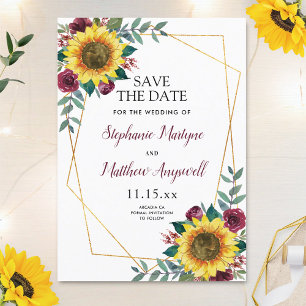 Rustic Sunflower Modern Floral Wedding Save The Date
