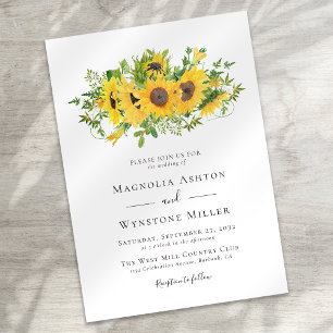 Rustic Sunflower Modern Wedding Invitation