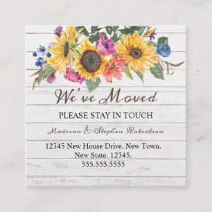 Rustic Sunflower Moving New   Change of Address Enclosure Card
