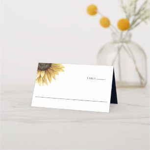 Rustic Sunflower Navy Blue Wedding Place Card