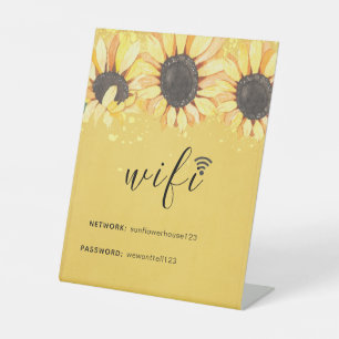 Rustic Sunflower Network WiFi Password Pedestal Si Sign