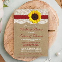 Rustic Sunflower On Kraft & Lace Wedding Shower
