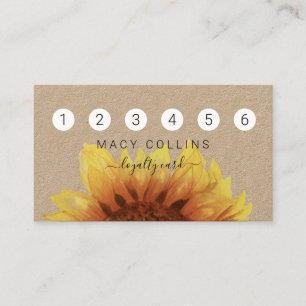 Rustic Sunflower on kraft paper loyalty card