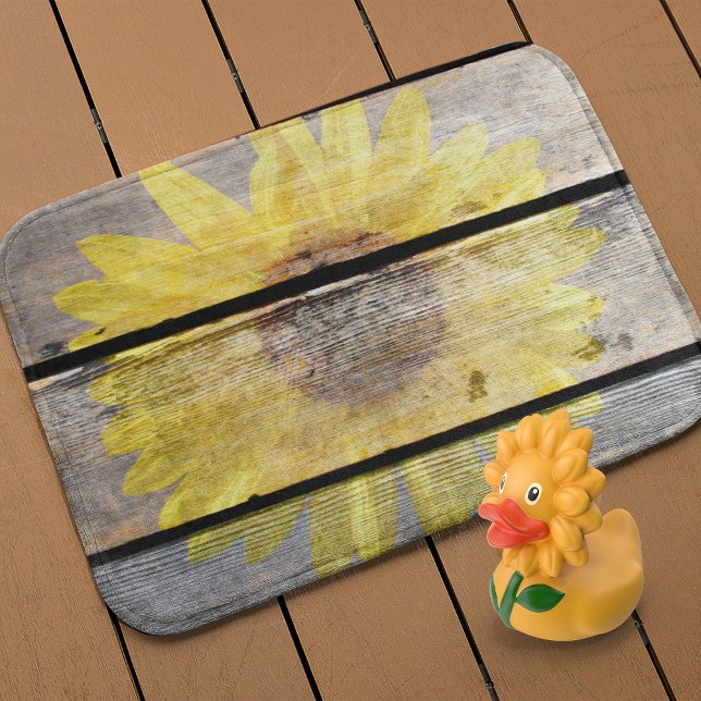 Rustic Sunflower On Wood Bath Mat (Creator Uploaded)