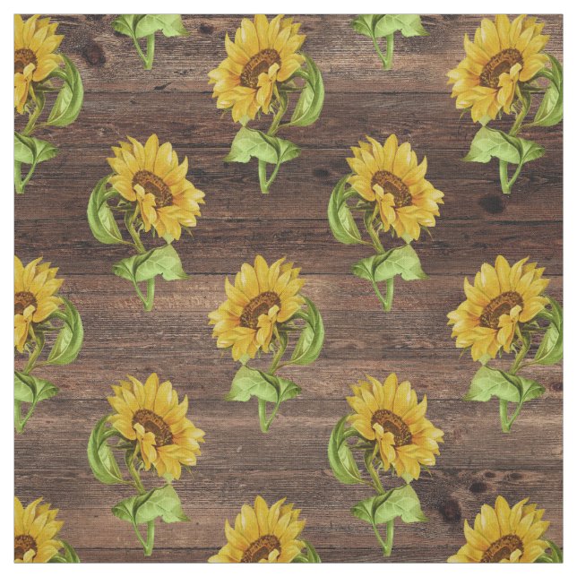 Rustic Sunflower on Wood Fabric (Swatch)