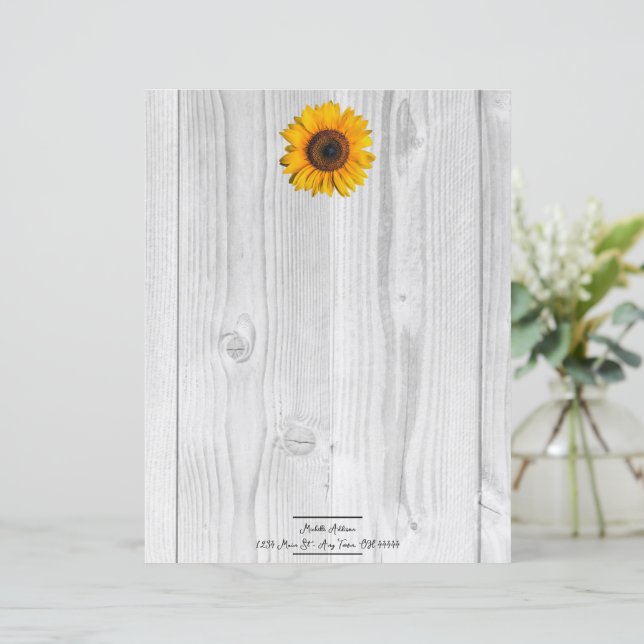 Rustic Sunflower Personalised Paper Sheet (Standing Front)