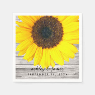 Rustic Sunflower Personalised Party Paper Napkin