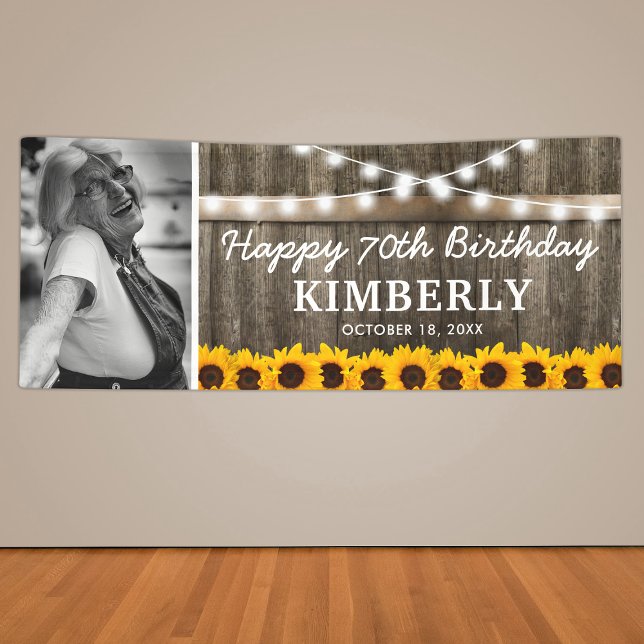 Rustic Sunflower Photo Birthday Banner (Creator Uploaded)