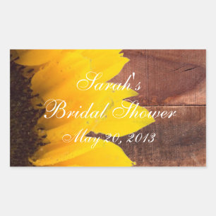 Rustic Sunflower Photo Bridal Shower Rectangular Sticker