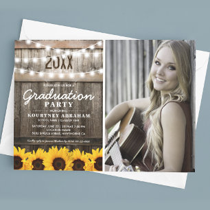 Rustic Sunflower Photo Graduation Class of 2026 Invitation