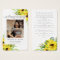 Rustic Sunflower Photo Memorial Prayer Card