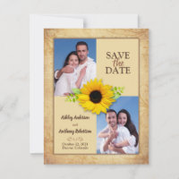 Rustic Sunflower Photo Save the Date Announcement