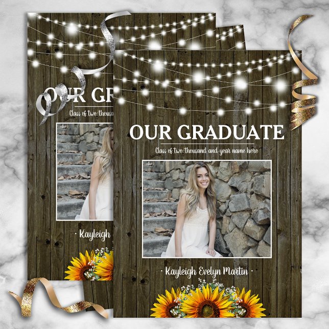 Rustic Sunflower Photo Template Graduation Party (Creator Uploaded)