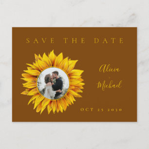 Rustic sunflower photo wedding save the date announcement postcard