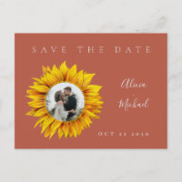 Rustic sunflower photo wedding save the date