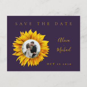 Rustic sunflower photo wedding save the date announcement postcard