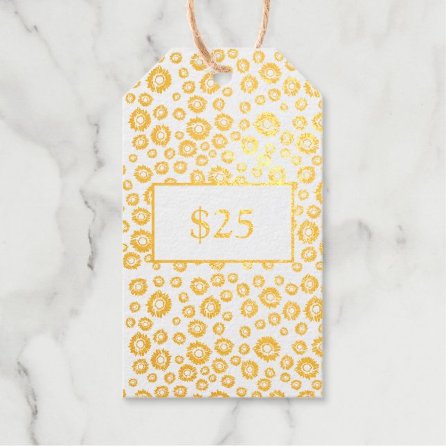 Rustic Sunflower Price Tag Gold Your Info Business (Front)