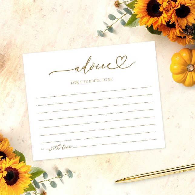 Rustic Sunflower Pumpkin Bridal Shower Advice Card (Creator Uploaded)