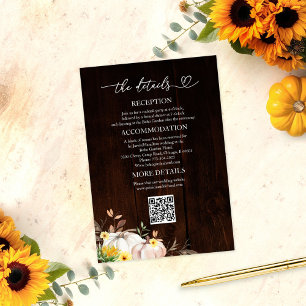 Rustic Sunflower Pumpkin Fall Wedding Details Invitation