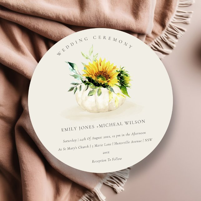 Rustic Sunflower Pumpkin Floral Wedding Invite (Creator Uploaded)