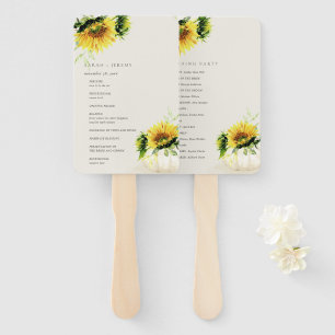 Rustic Sunflower Pumpkin Floral Wedding Program Hand Fan