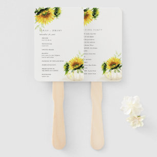 Rustic Sunflower Pumpkin Floral Wedding Program Hand Fan