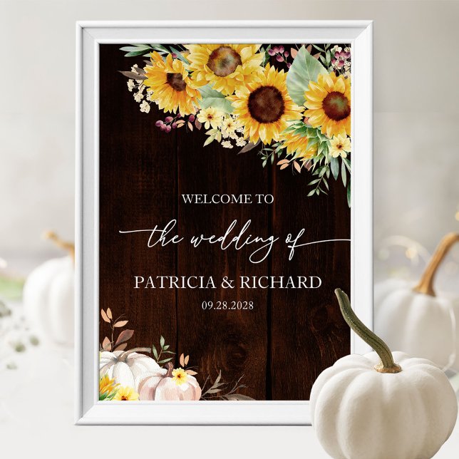 Rustic Sunflower Pumpkin Wedding Welcome Sign (Creator Uploaded)