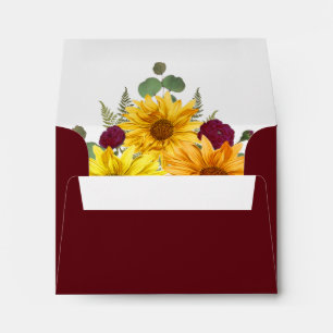 Rustic Sunflower Red Roses Wedding RSVP Return Envelope