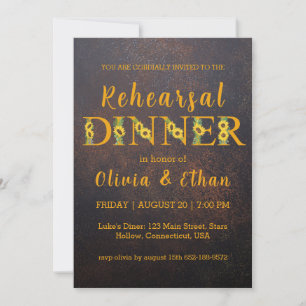 Rustic sunflower rehearsal dinner invitations