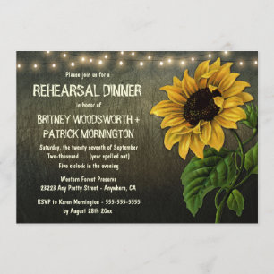 Rustic Sunflower Rehearsal Dinner Invitations