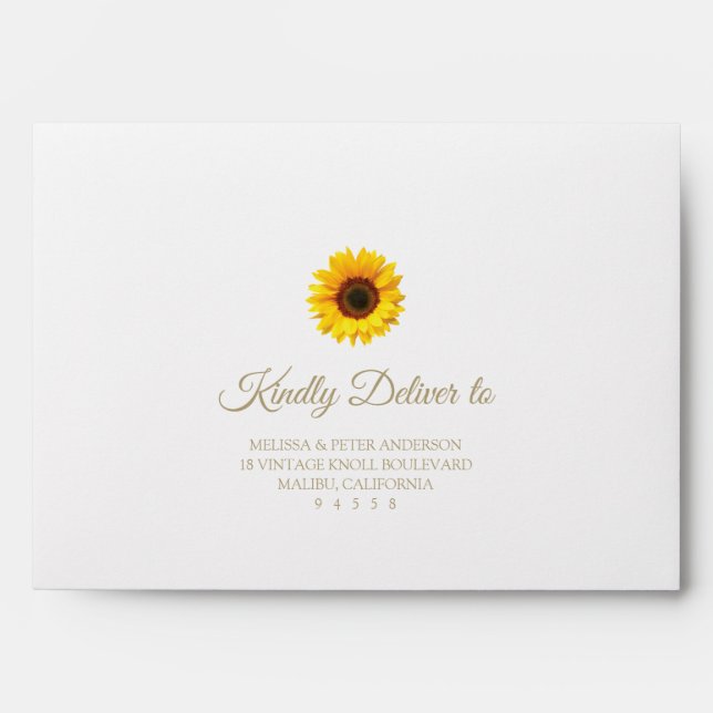 Rustic Sunflower Return Address Summer Wedding Envelope (Front)