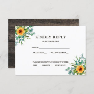 Rustic Sunflower RSVP Fall Colours Invitation