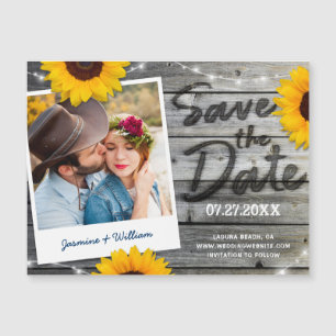 Rustic Sunflower Save the Date Invitations Magnet