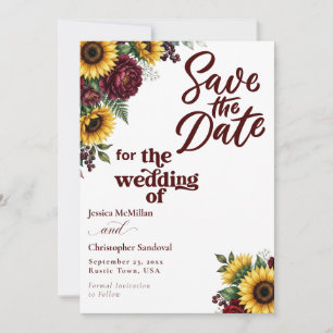 Rustic Sunflower Save the Date Wedding Invite
