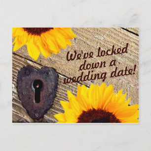 Rustic Sunflower Save The Date Wedding Post Card
