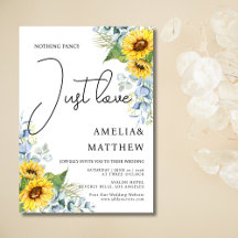 Rustic Sunflower Script Just Love Greenery Wedding