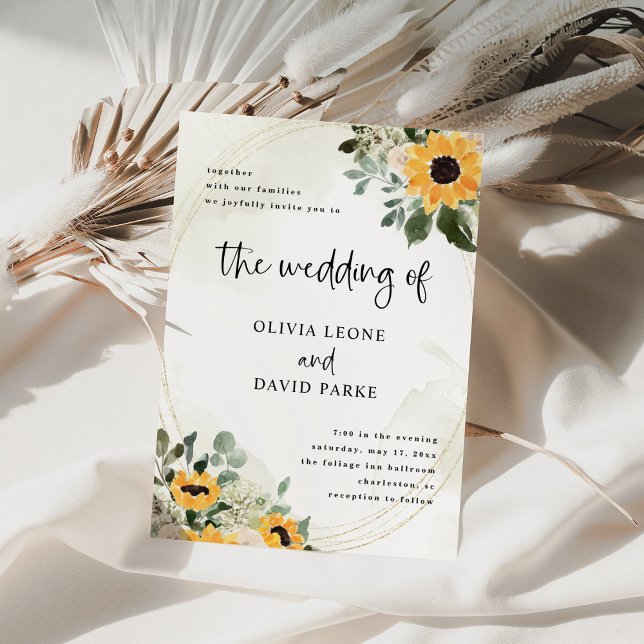 Rustic Sunflower | Simple Watercolor Wedding Invitation (Creator Uploaded)