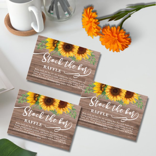 Rustic Sunflower Stock the bar Bridal Shower  Enclosure Card (Creator Uploaded)
