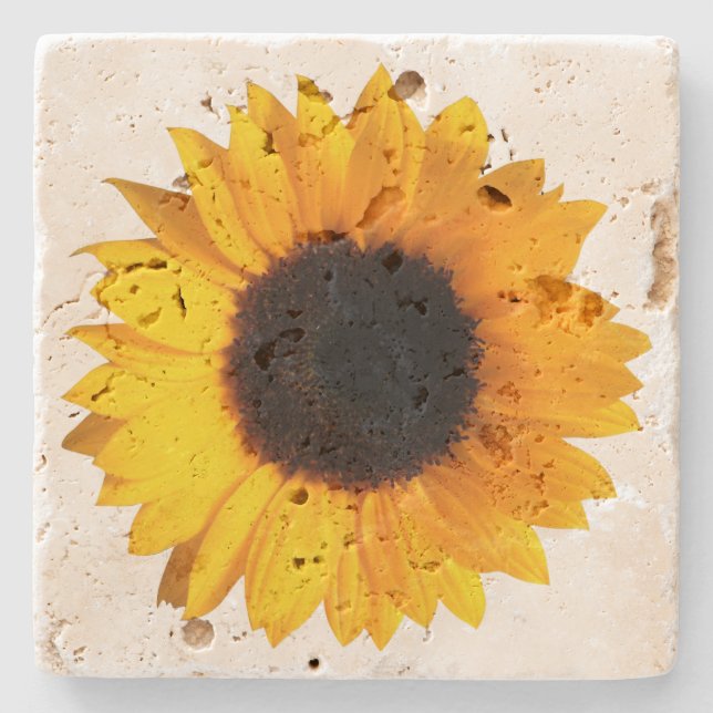 Rustic Sunflower Stone Coaster (Front)