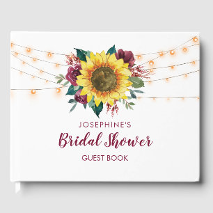 Rustic Sunflower String Lights Bridal Shower Guest Book
