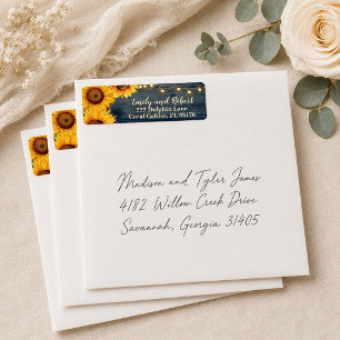 Rustic Sunflower String Lights Return Address