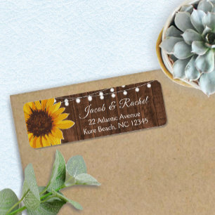 Rustic Sunflower String Lights Wedding Address