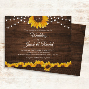 Rustic Sunflower String Lights Wedding Invitation