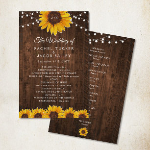 Rustic Sunflower String Lights Wedding Program